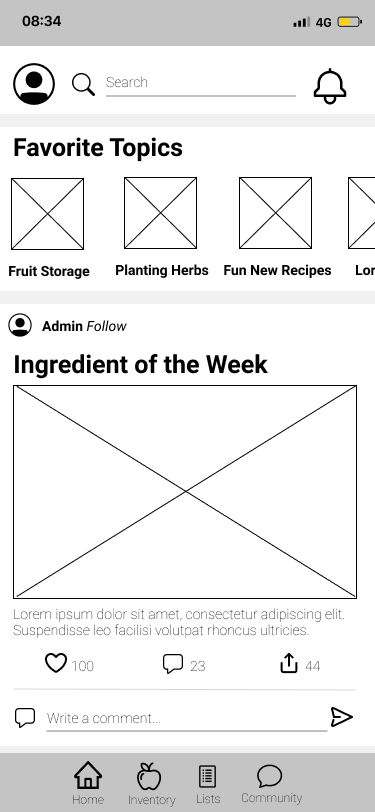 Community Page Wireframe